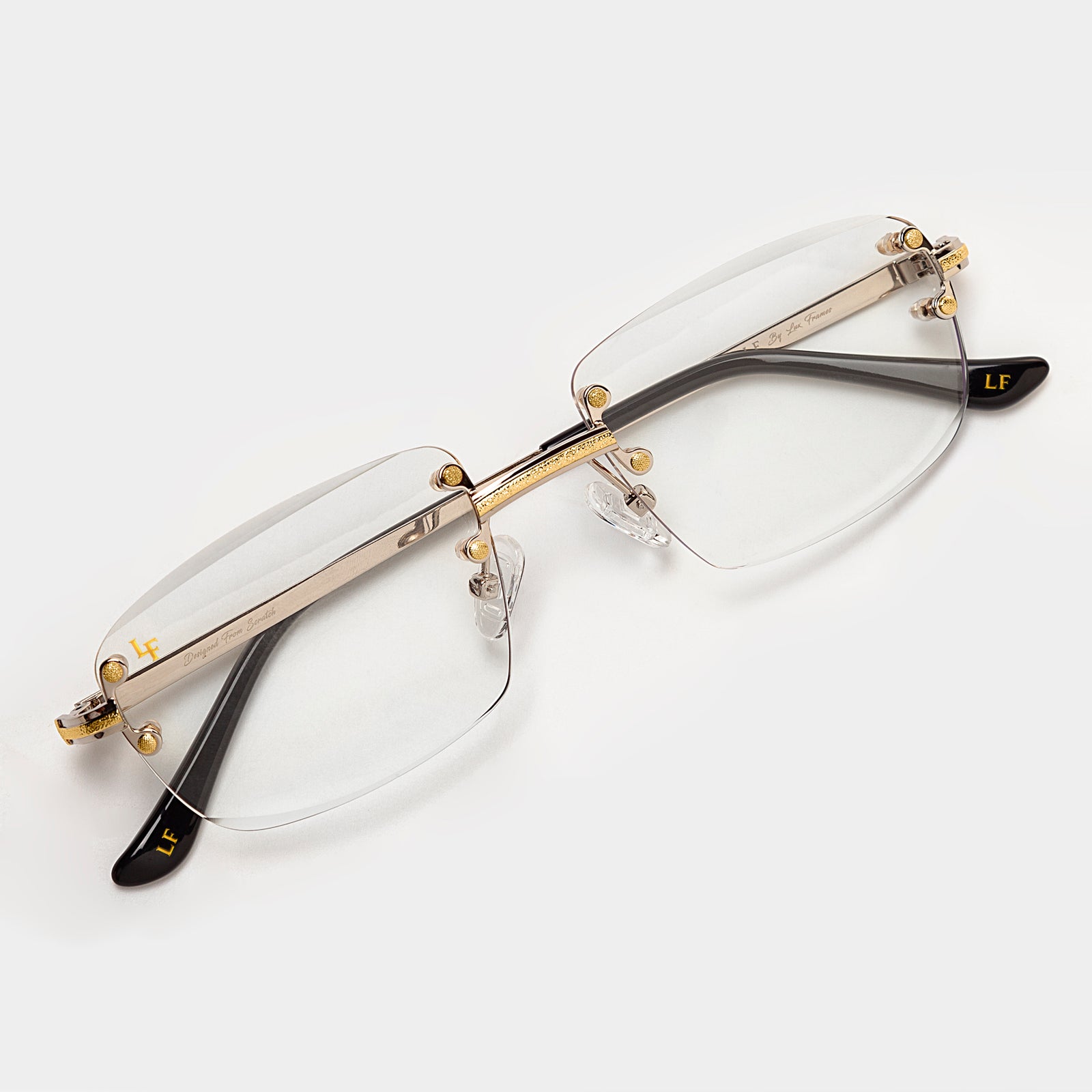 LF Gold Two Tone Rimless Class Clear Lens Lux Frames